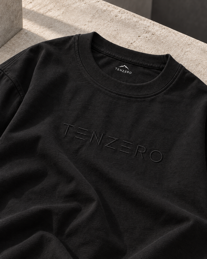 TENZERO Signature Oversized Tee — Deep Black